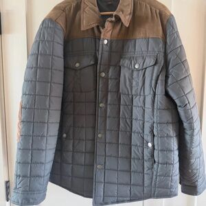 Tasso Elba Men's Gray and Tan Quilted Jacket XXL like new